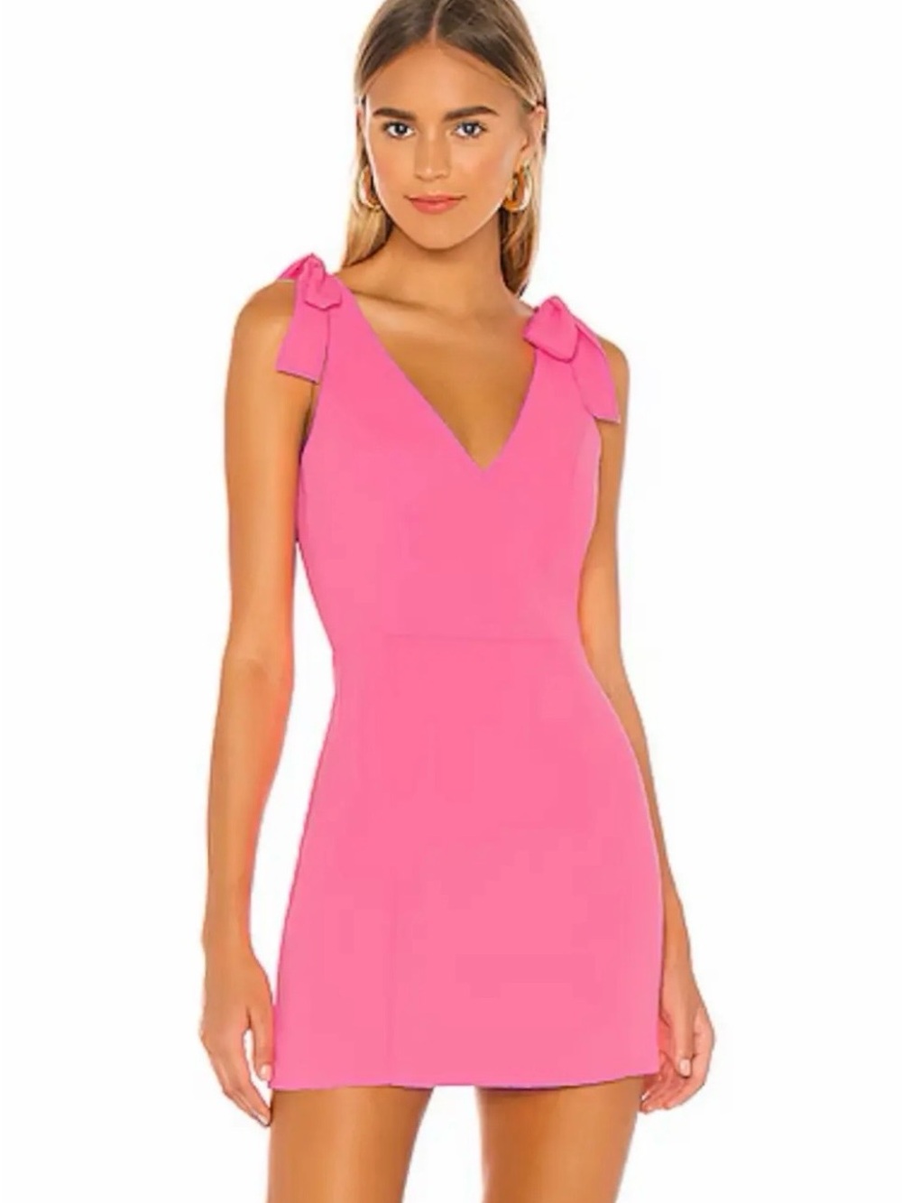 Amanda Uprichard Shocking Pink Allora Tie Shoulder Bow Mini Dress XS
